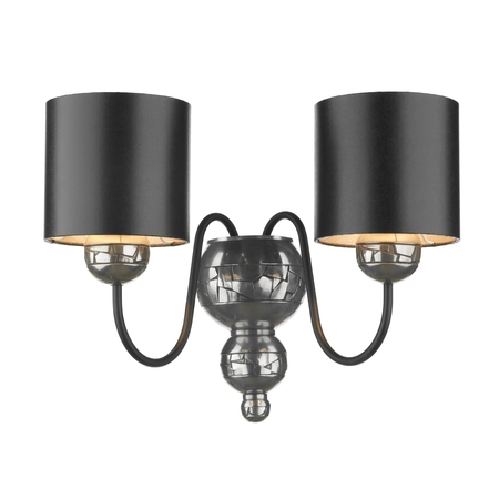  Garbo Pewter Double Wall Light with Black Silver Shades